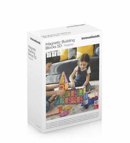 InnovaGoods Magoks magnetic 3D building blocks set with 57 colorful pieces for creative construction and play.