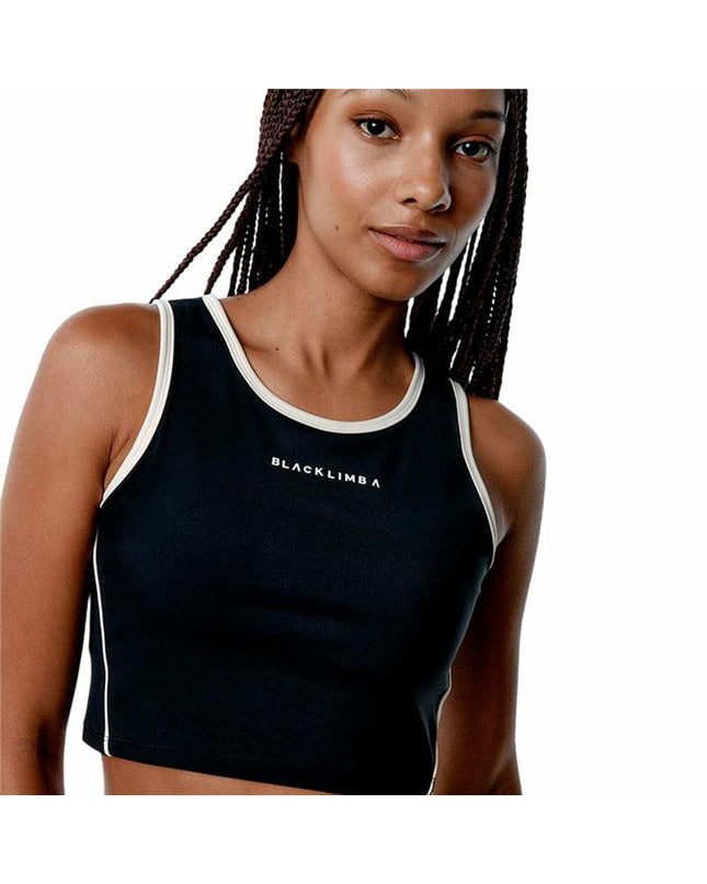 Black Limba women's sporttopje for fitness and outdoor dance, black streamline design, comfortable and stylish activewear.