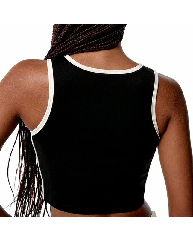 Black Limba women's sports top for fitness and dance, black streamline sport top with comfortable fit and stylish design.