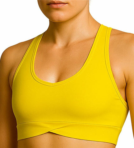Black Limba yellow women's sport top for fitness and dance, lightweight athletic top for active outdoor and dance activities.