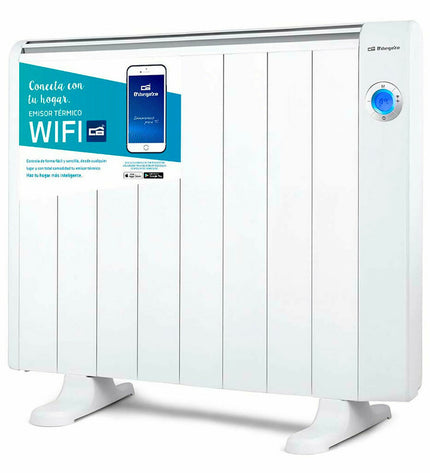 Orbegozo RRW 1500 digital heater in white, 1500W portable home heating and cooling appliance with digital controls.