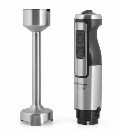 Orbegozo 17635 hand blender in white and black with 800W and 1000W power, suitable for kitchen and household use.