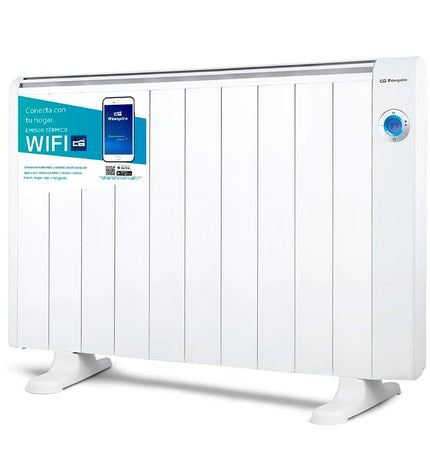Orbegozo RRW 1800 electric air heater with digital display, 1800W portable heater for home and kitchen use.