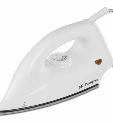 Orbegozo SV 1270 steam iron with 1200W power, white and blue design, featuring a water tank and steam nozzle for household ironing.