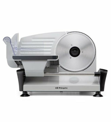Orbegozo Snijmachine 18067, 150W compact electric slicer for home use, with stainless steel blade and black body.