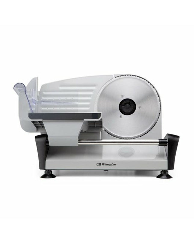 Orbegozo Snijmachine 18067, 150W compact electric slicer for home use, with stainless steel blade and black body.