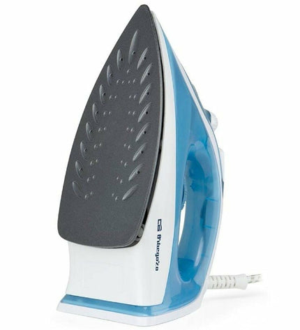 Orbegozo 18146 steam iron with 2000W power, showing the sleek design and water tank in a home ironing setting.