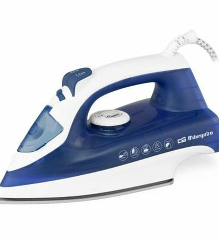 Orbegozo SV 2250 steam iron with 2200W power, shown with handle and soleplate, for household ironing tasks.