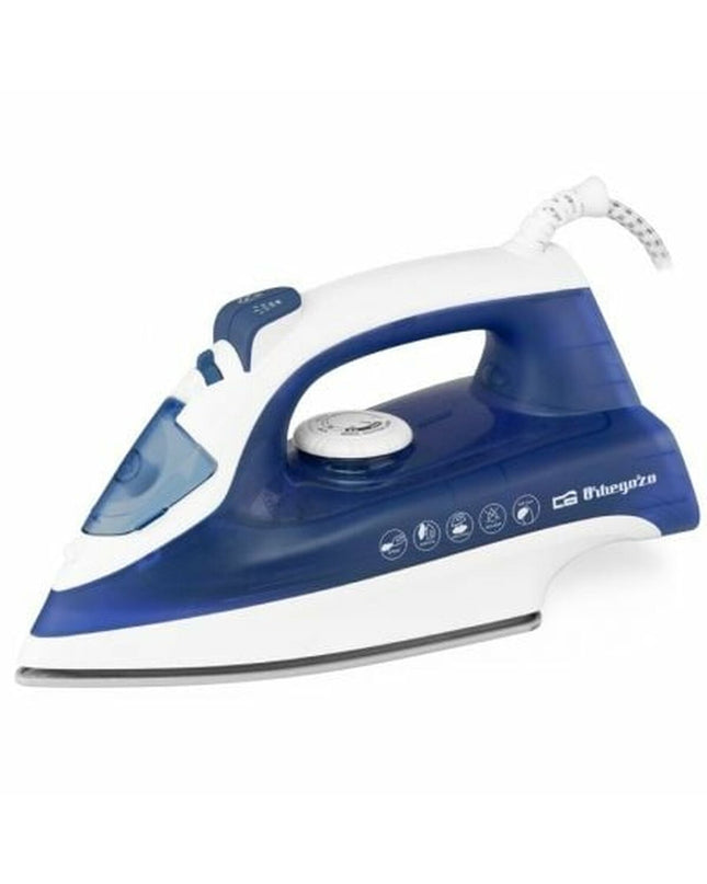 Orbegozo SV 2250 steam iron with 2200W power, shown with handle and soleplate, for household ironing tasks.