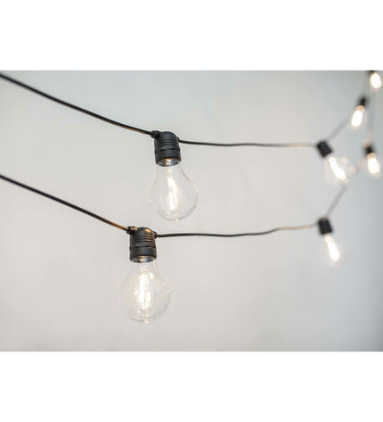 Outdoor black LED light garland by New Garden, 8 meters long with 10 E27 bulbs, 350 lumens, for garden outdoor decor.