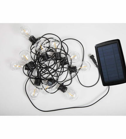 LED-lichtkrans New Garden Allegra 8m outdoor garden decoration with 10 warm white LED lights and black cord for outdoor decor.