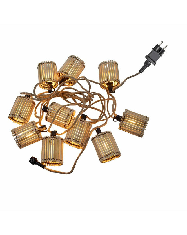Outdoor LED light garland by New Garden, 8m Okinawa string with 10 E27 bulbs emitting 350 lumens, suitable for garden decor.