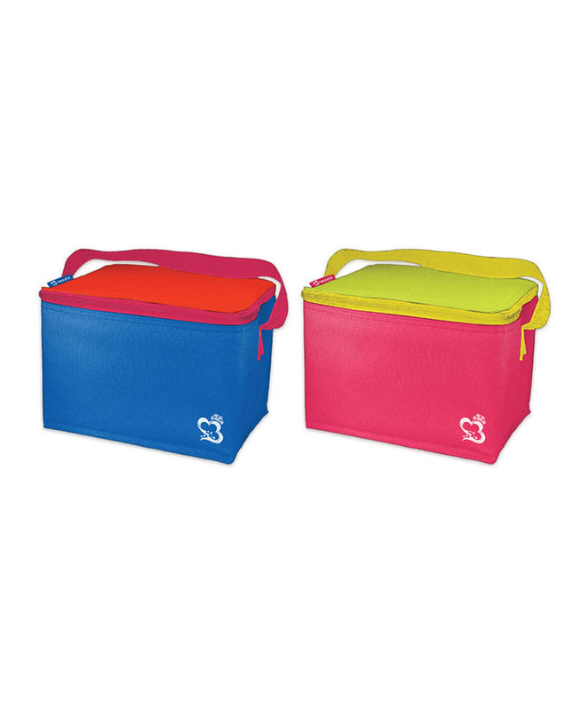 Marbueno multicolour polyester cooler box for outdoor activities, measuring 22x15x13 cm, ideal for camping and hiking.