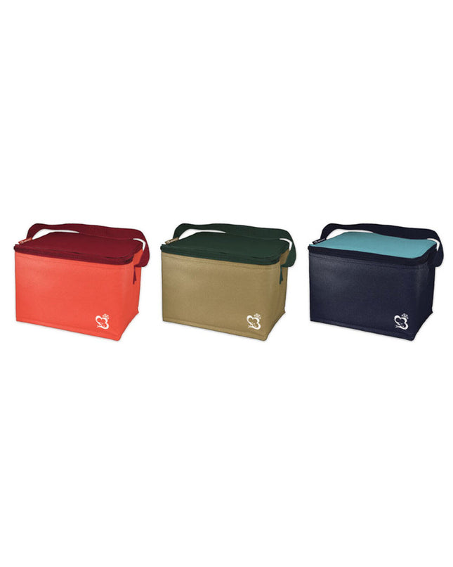 Marbueno multicolour polyester cooler box for outdoor activities, 24x14x16 cm, ideal for camping and hiking.
