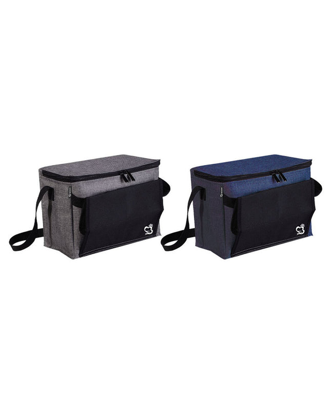 Marbueno multicolour polyester cooler box for outdoor camping and hiking, 20x28x14 cm, portable and durable.