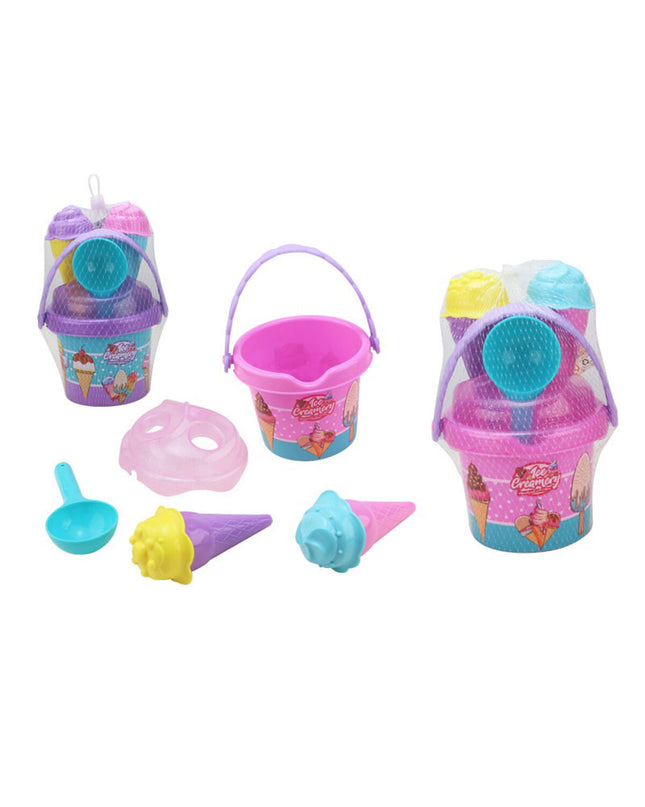 Marbueno strandspeelgoedset for outdoor play, includes colorful plastic balls and tools for fun beach or garden activities