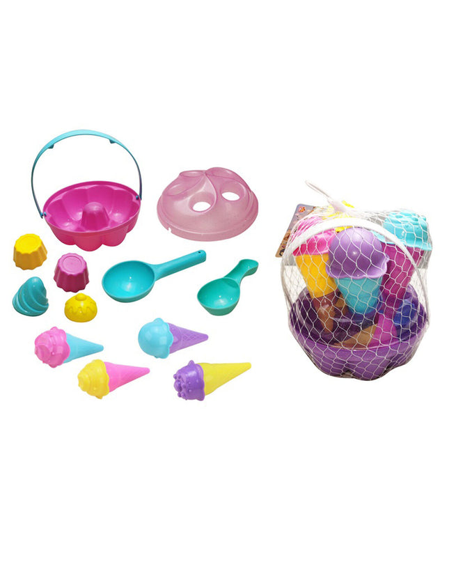 Colorful Marbueno strandspeelgoedset for outdoor play, includes various flexible and vibrant toy strands for kids' fun activities.