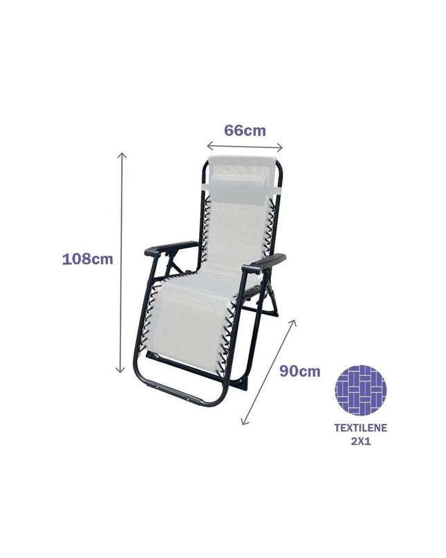 Gray Marbueno folding chair for camping and outdoor activities, 90x108x66 cm, lightweight and portable for outdoor use
