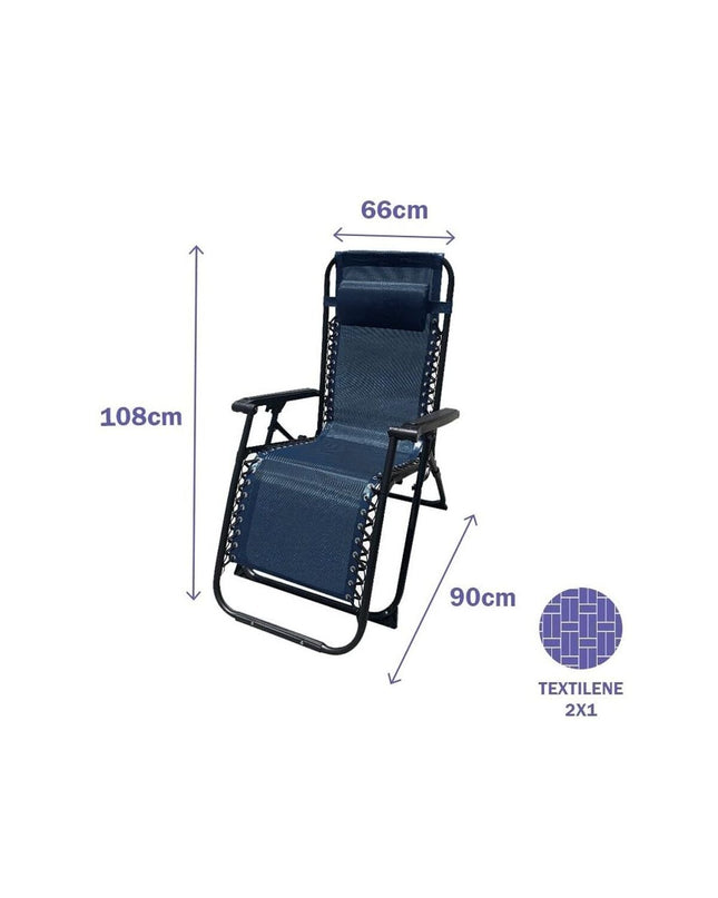 Blue Marbueno foldable chair for camping and outdoor activities, with a compact design and sturdy frame.