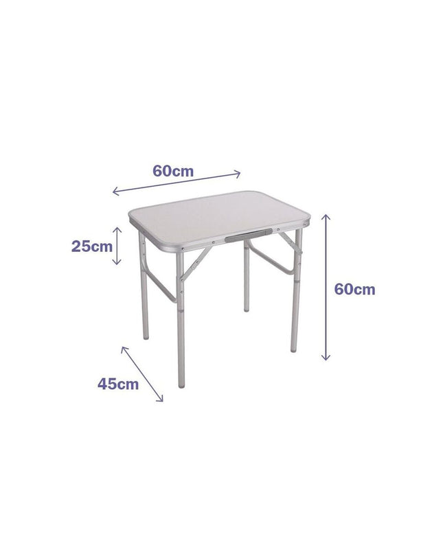Marbueno white folding table for outdoor camping and hiking, measuring 60x60x45 cm, ideal for sport and outdoor activities