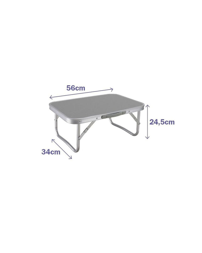 Marbueno gray folding table for camping and outdoor activities, 56x24x34 cm, lightweight and portable for outdoor use.