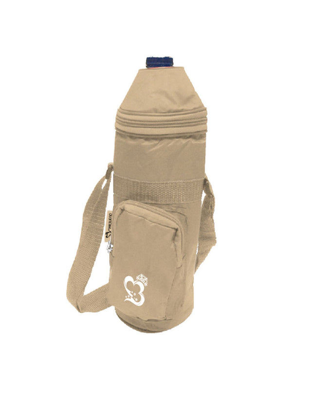 Marbueno beige polyester 1.5L drink bottle for outdoor activities, camping, and hiking, featuring a portable design.
