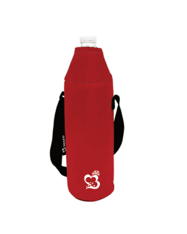 Marbueno summer red polyester 0.5L portable water bottle for sports, outdoor activities, camping, and hiking.