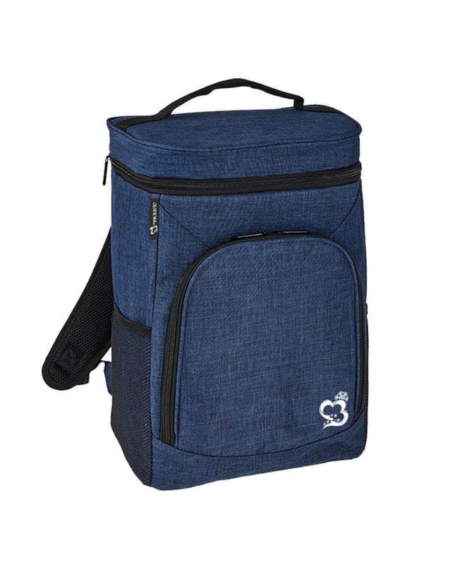 Blue Marbueno summer koelrugtas backpack for sports and outdoor activities, measures 37x27x19 cm, made of durable polyester.