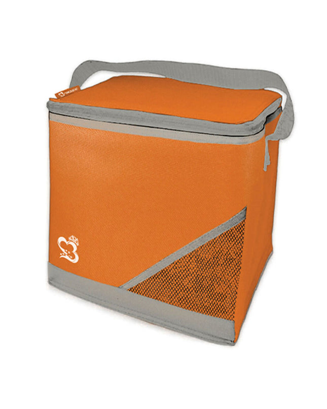 Marbueno Summer orange polyester cooler box, ideal for outdoor camping and hiking, with a sturdy design and compact size.