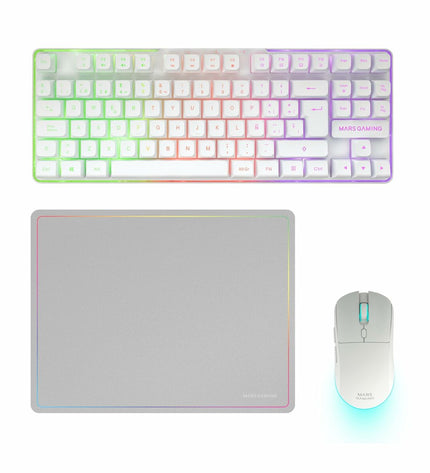 Mars Gaming MCPWTKLWES plug-and-play gaming console with compact design and colorful buttons, ideal for easy gaming setup.