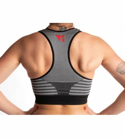 Hanker women's grey sport top for running and outdoor activities, designed for dancing and active wear.