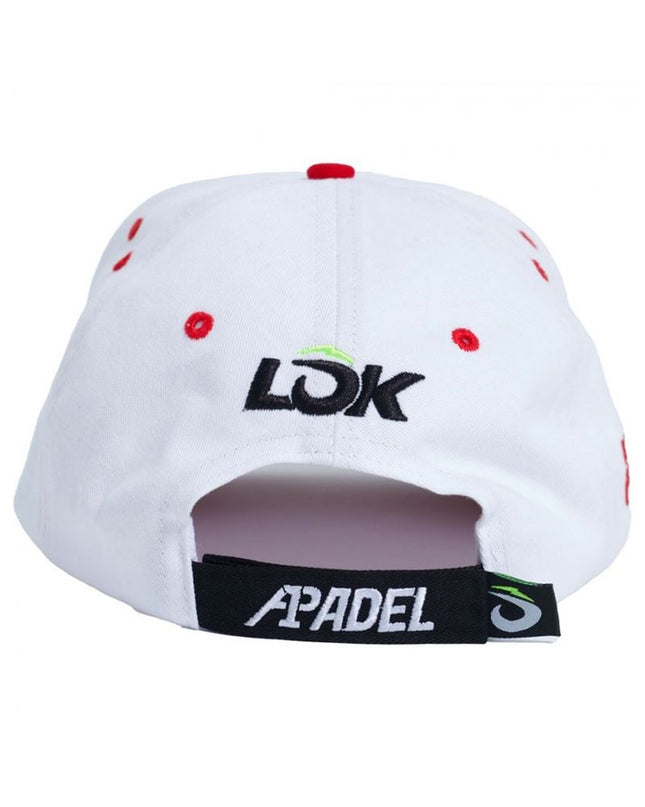 White Lok Sports tennis cap for outdoor sports and tennis, featuring ventilation for comfort during active play.