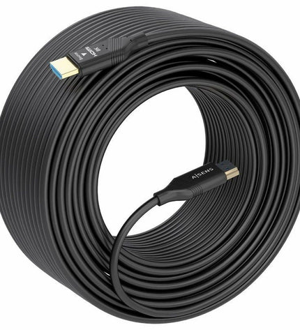 Aisens HDMI-Kabel A153-0937 with gold-plated connectors, showing the black cable and branding in a close-up view.
