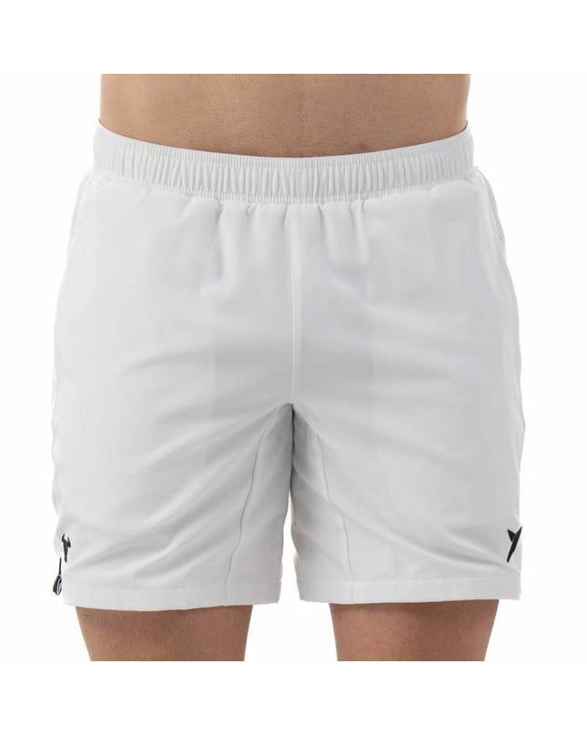 Drop Shot Abian Campa men's tennis sport shorts in white, lightweight athletic sport en outdoor apparel for active tennis playing.