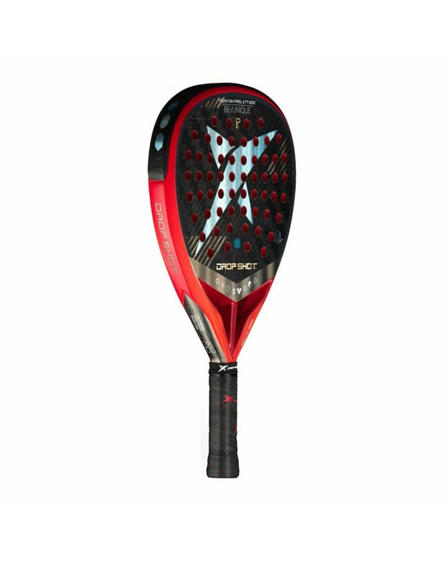 Drop Shot Canyon Pro Attack black padel racket for paddle tennis, featuring a sleek design and durable frame.