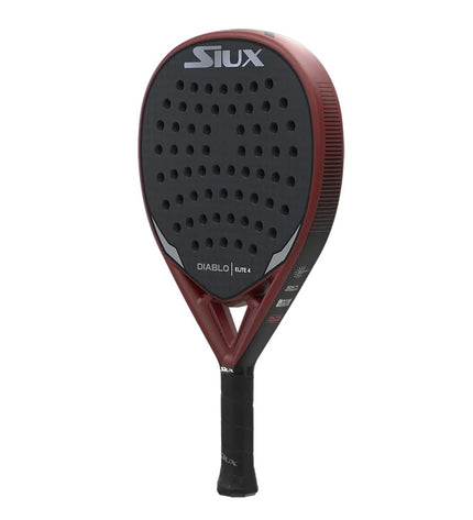 Siux Diablo Elite 4 padel racket in dark gray with EVA grip, designed for paddle tennis outdoor sports.