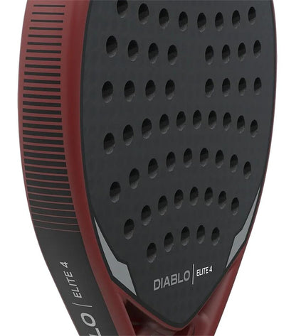 Siux Diablo Elite 4 padel racket in dark gray with red accents, featuring EVA core and modern sport design for paddle tennis.