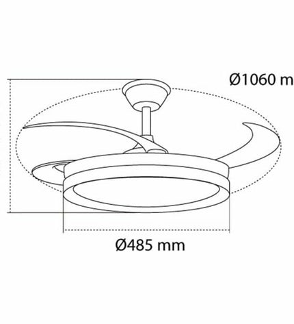CristalRecord EVO RETRAC ceiling fan with crystal design, 72W, suitable for home and kitchen cooling and air circulation.
