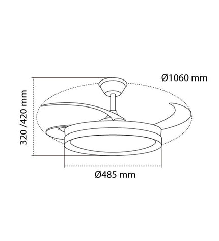 CristalRecord EVO RETRAC ceiling fan with crystal design, 72W in a modern indoor setting, suitable for home and cooling.