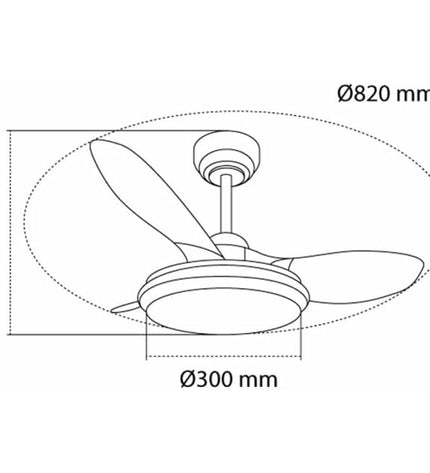 CristalRecord CristalRecord STEL EVO MINI RGB RETRAC transparent ceiling fan with modern design and LED RGB lighting.