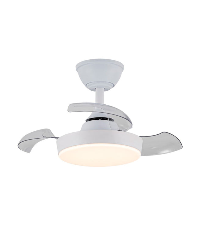 CristalRecord plafondventilator wit with 55cm diameter, designed for home and kitchen cooling, mounted on ceiling.
