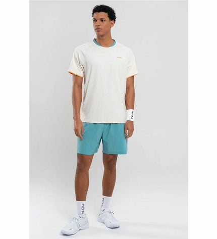 Nox Sport heren-T-shirt met korte mouwen voor tennis, sport en outdoor, beige kleur, geschikt voor actieve sportieve situaties.
