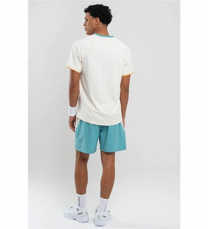 Beige Nox Sport men's tennis T-shirt with short sleeves, suitable for sport and outdoor activities.