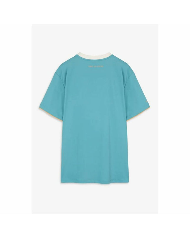 Men's Nox Sport short-sleeve tennis T-shirt in turquoise blue, designed for sport and outdoor tennis activities.