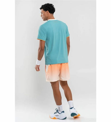 Nox Sport men's short-sleeve tennis T-shirt in turquoise blue, lightweight sport and outdoor apparel for active tennis players.