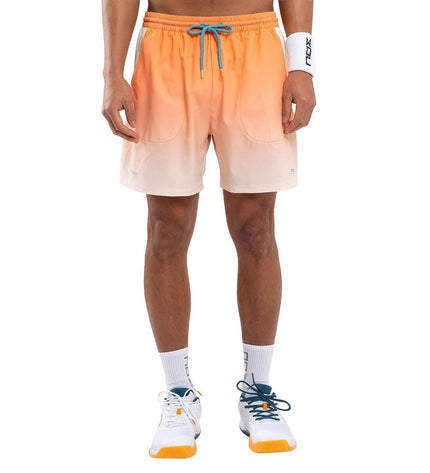 Nox Sport men's tennis sport shorts in vibrant orange, designed for active outdoor tennis play.