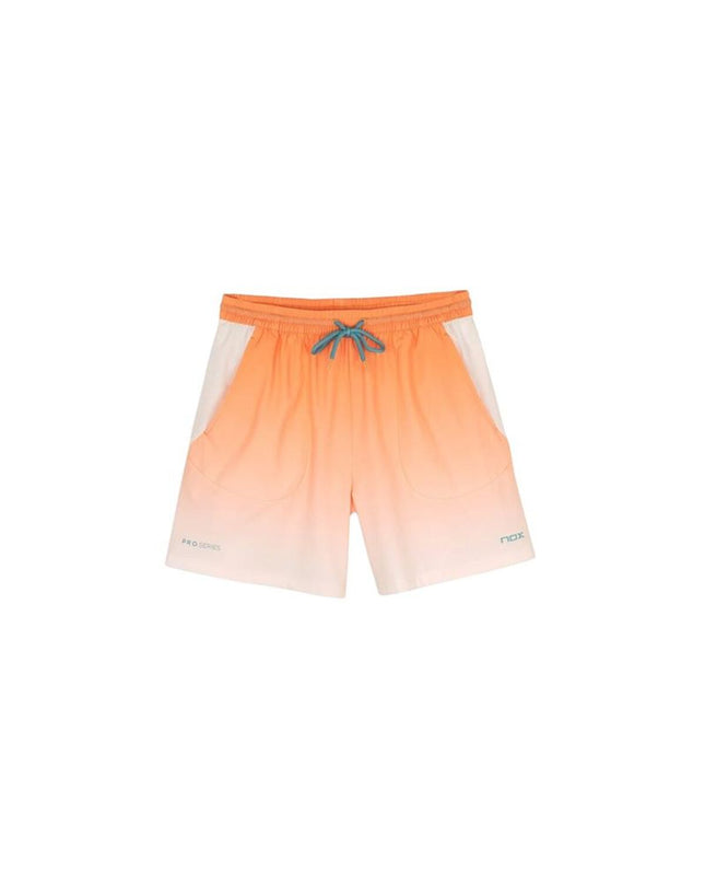 Nox Sport men's tennis sports shorts in vibrant mock orange color, lightweight and breathable for outdoor tennis play.