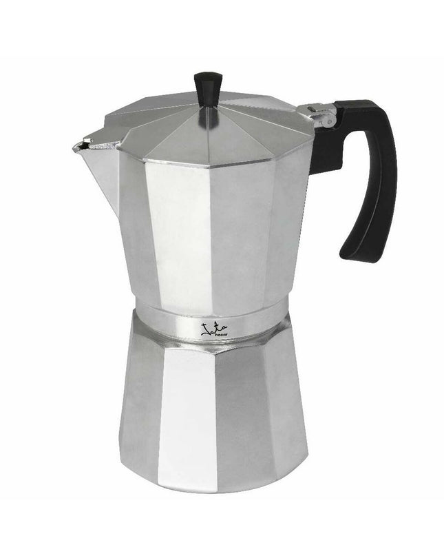 JATA Italiaanse koffiepot CCA9 aluminium zilverkleurig for 9 cups, ideal for brewing traditional Italian coffee at home.