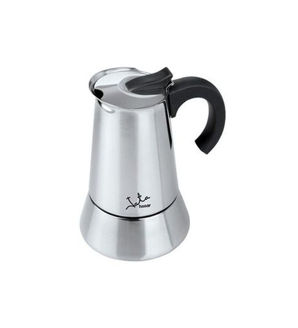 Zilverkleurige Italiaanse koffiepot JATA CAX112 ODIN met 12 kopjes, geschikt voor koffie en thee, huis en koken.