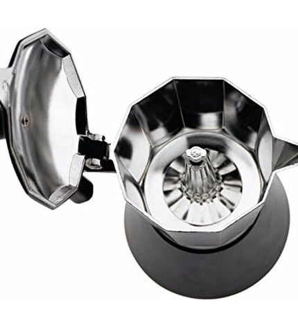JATA Italiaanse koffiekoker CFI6 in zwart aluminium, 1 liter, suitable for brewing traditional Italian coffee.
